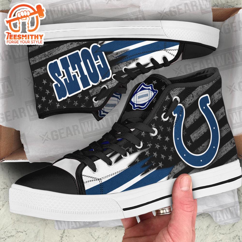 Indianapolis Colts High Top Shoes, American Flag Sneakers