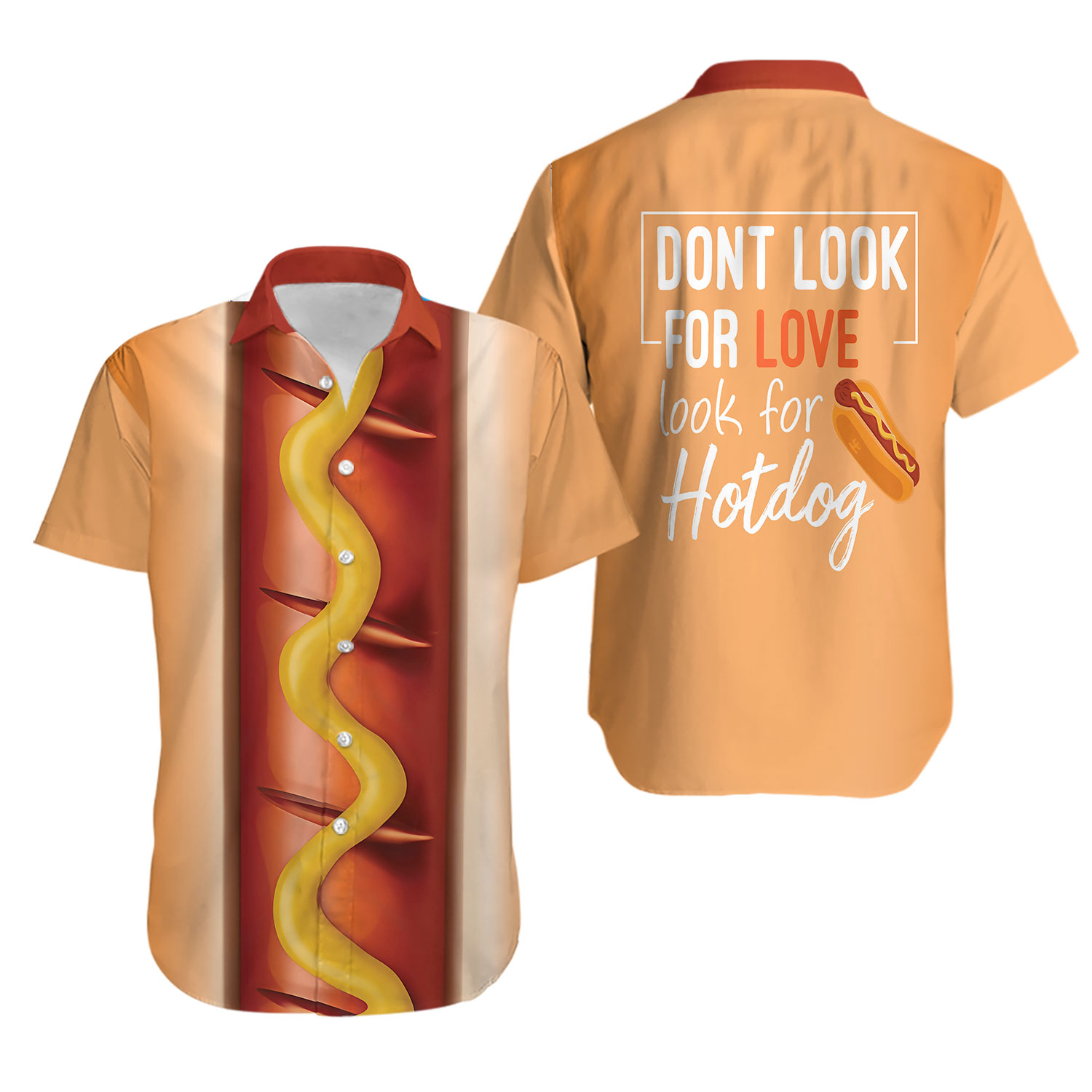 Funny Halloween Hot Dog Costume Shirt Hawaiian Shirt Aloha Shirt For Men and Wom