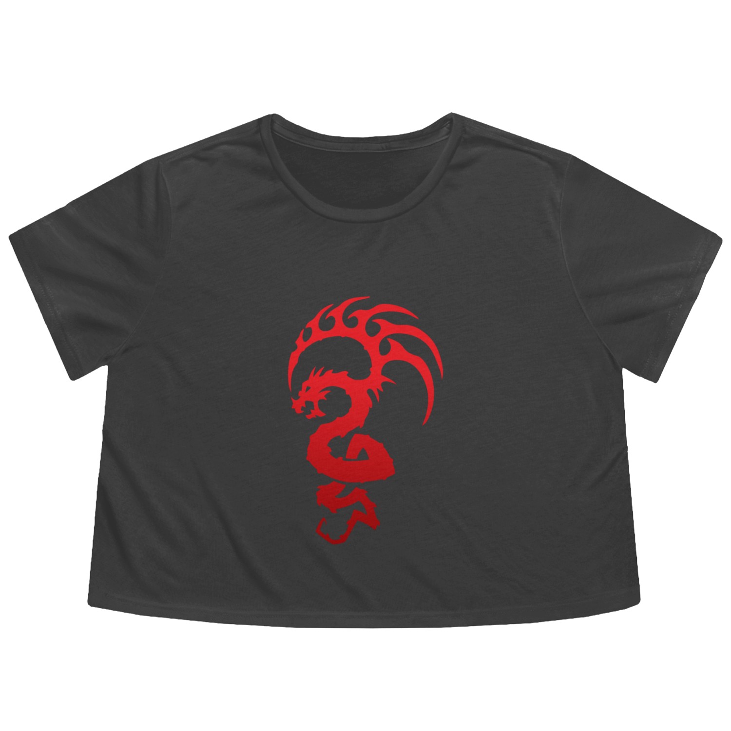 Japanese Red Dragon Geometric Design - Dragon Flowy Cropped Tees