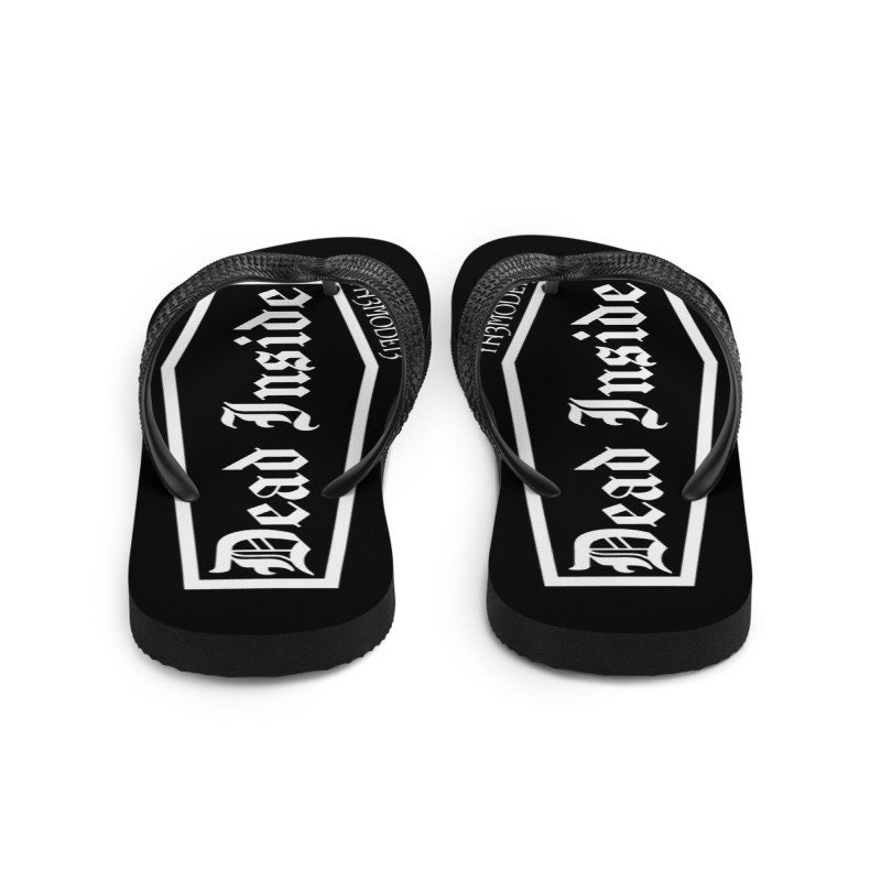 Coffin Flip-flops, Dead Inside Slides, Goth Sandals, Gothic Flip-flops, Witch Sandals, Punk Flip Flops, Summer Goth Beach, Satanic Shoes