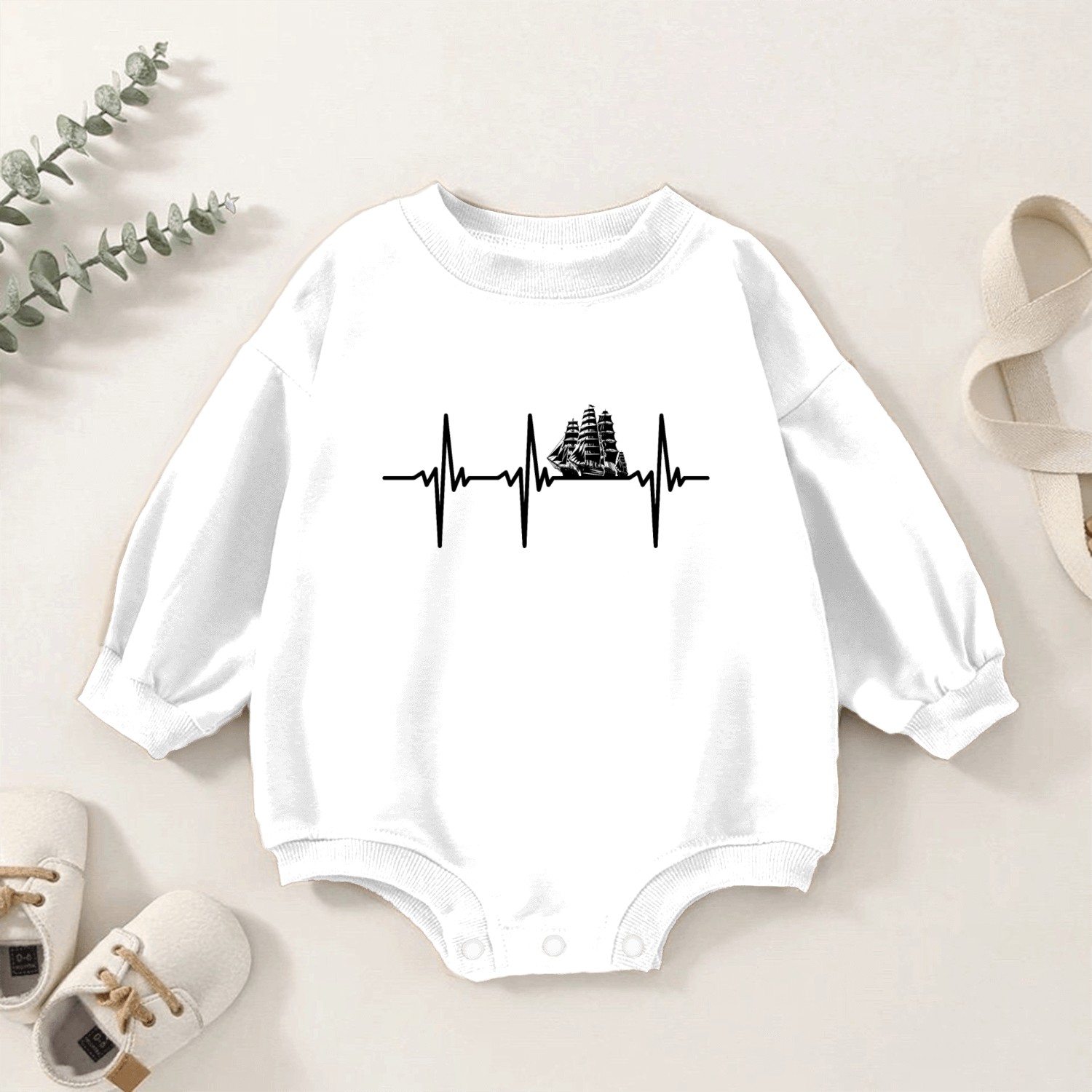 Heartbeat For Old Sailing Ships Fleet Baby Romper Sweatshirts
