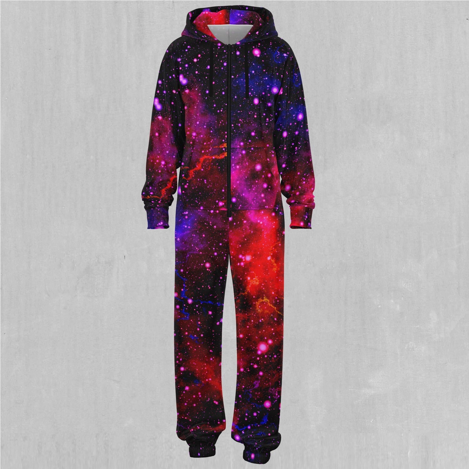 Electric Galaxy Outer Space Galaxy Adult Zip Up Jumpsuit Pajamas