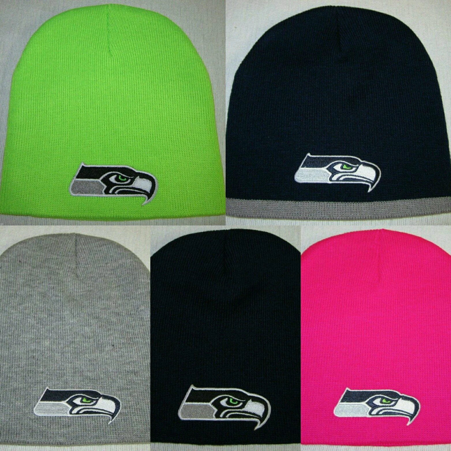 Seattle Football Seahawks Beanie Knit Hat CLASSIC football PATCH/LOGO