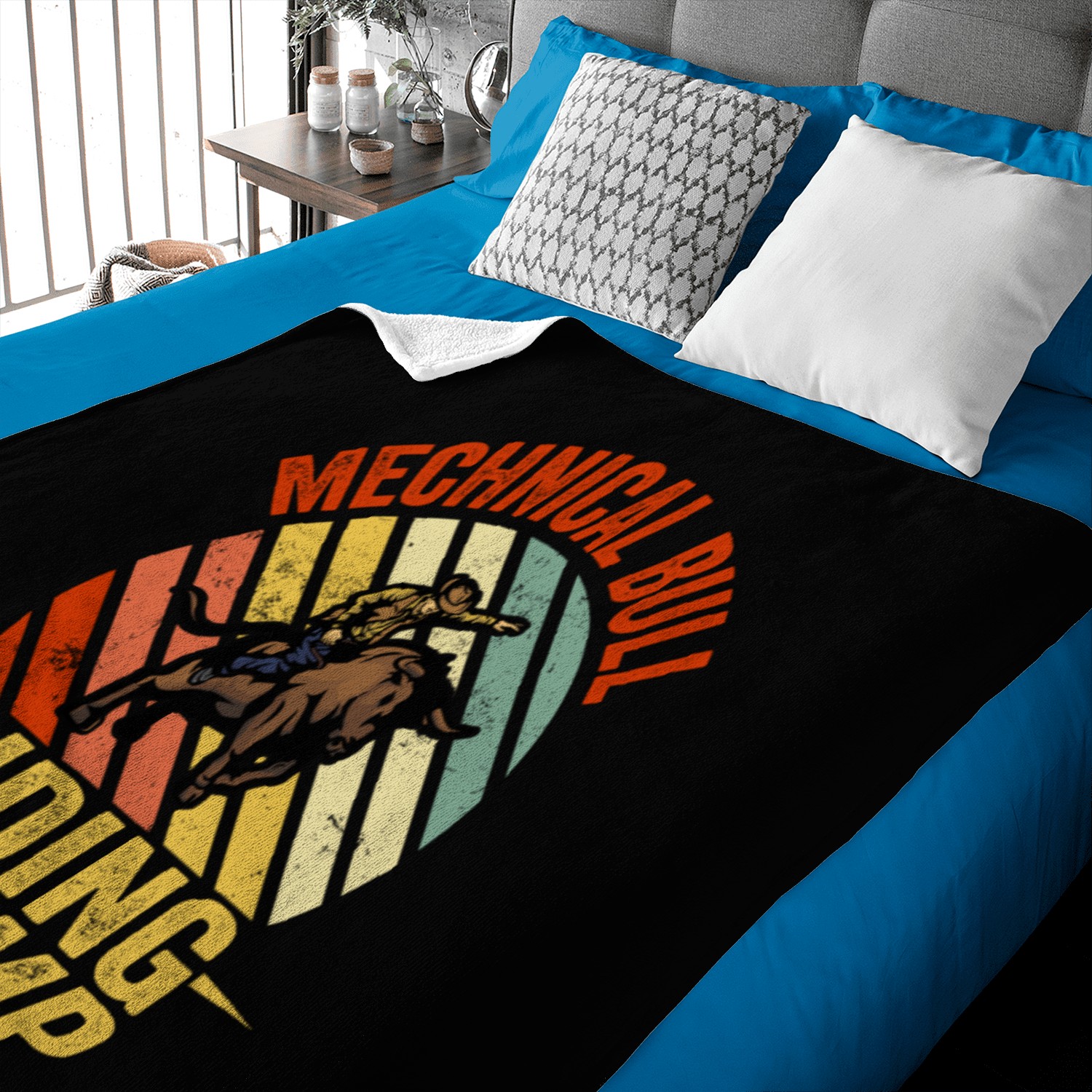 Mechanical Bull Riding Champ Baby Blankets