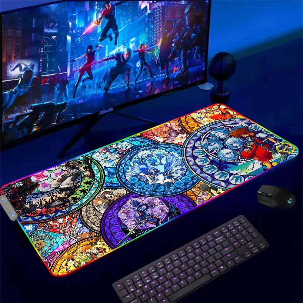 K-Kingdom Hearts For Rgb Mouse Pad Xxl Steelseries Laptop Mat Gaming Mousepad Backlit Keyboard