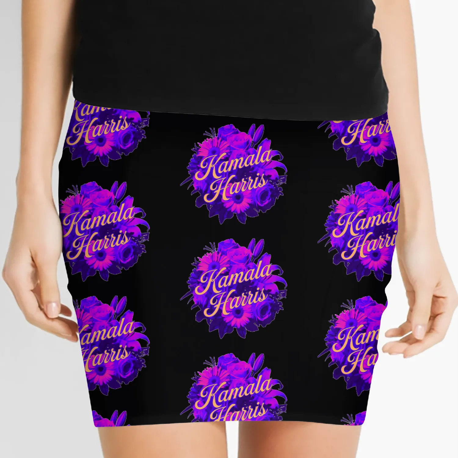 kamala harris floral for president Women's Mini Skirts