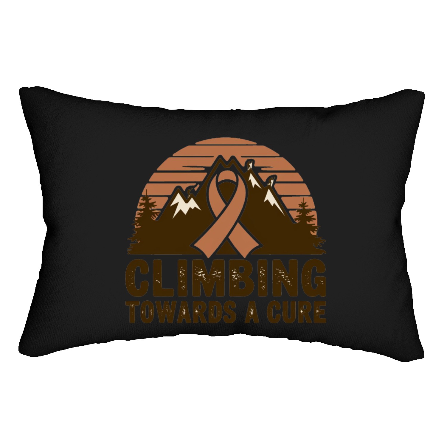 Mountain Climbing Cancer Awareness Retro Design Lumbar Pillows