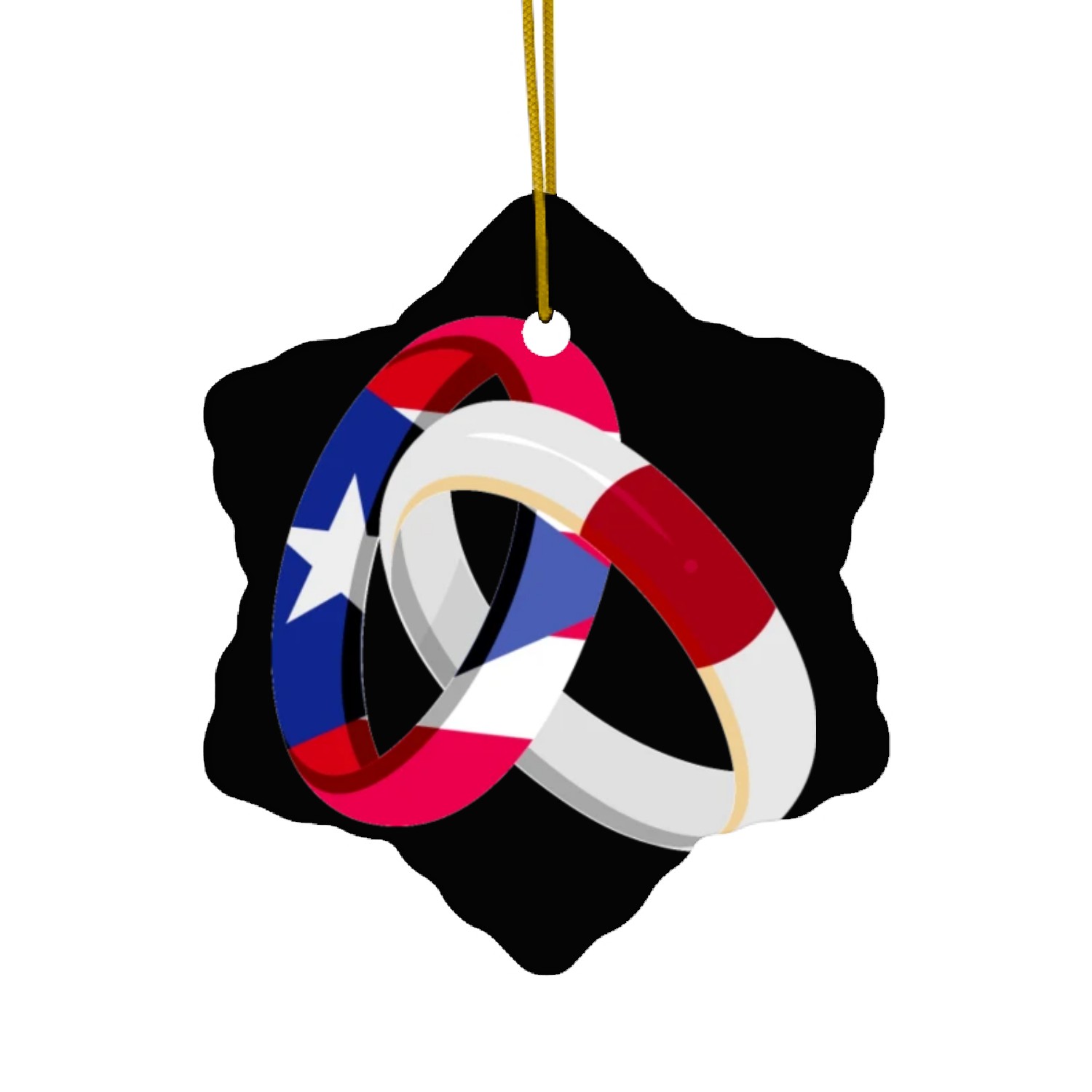 Puerto Rico Flag Japan Grown Ring Marriage Wedding Ceramic Ornaments