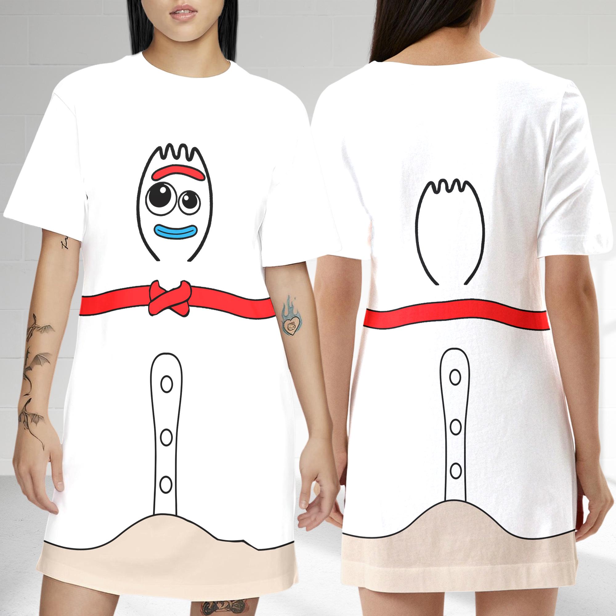 Forky Toy Story T-Shirt Dress, Toy Story Movie T-Shirt Dress, Forky Character Toy Story Dress, Forky Toy Story Dress Gift, Gift For Mom