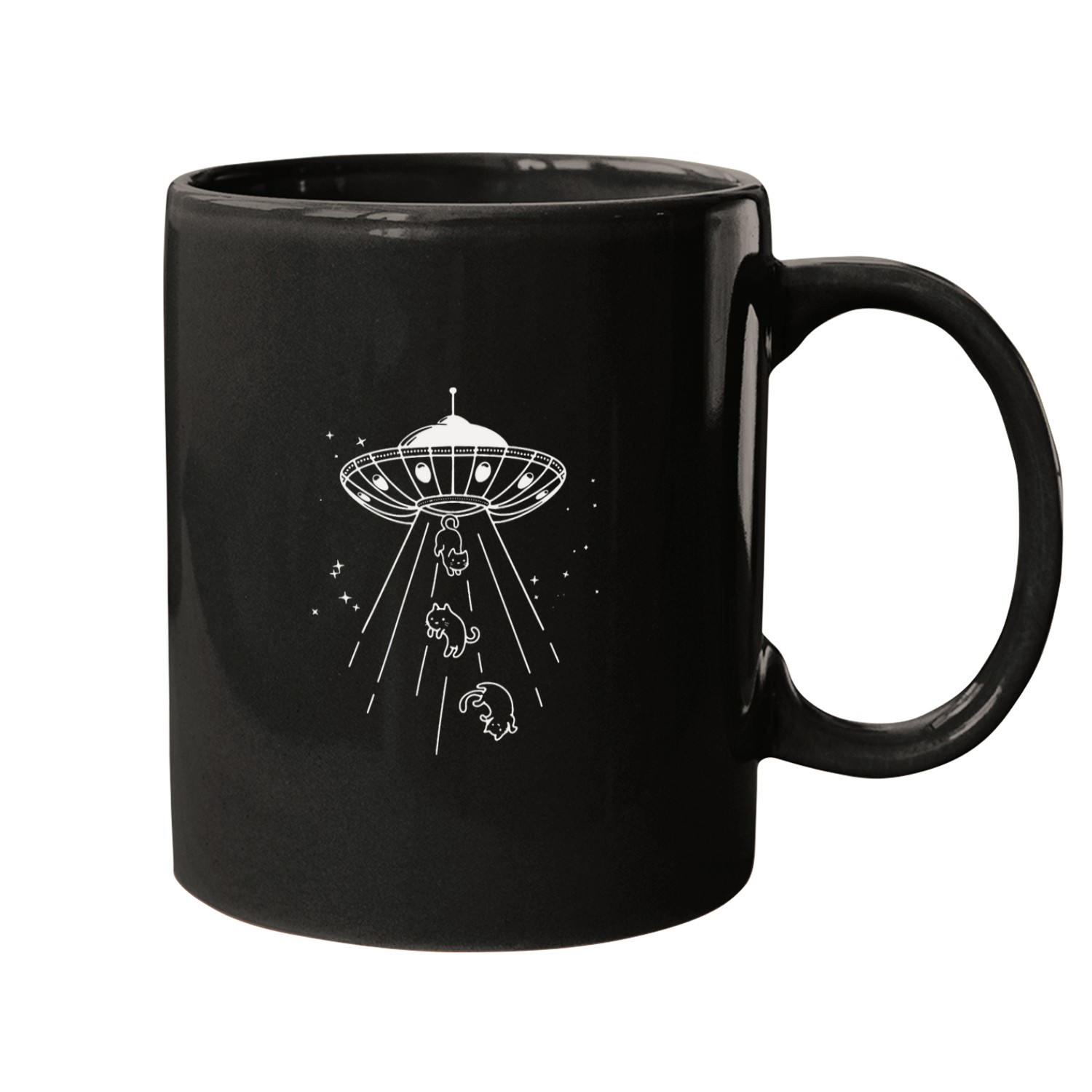 Flying cats and mystery ufo minimalist Mugs