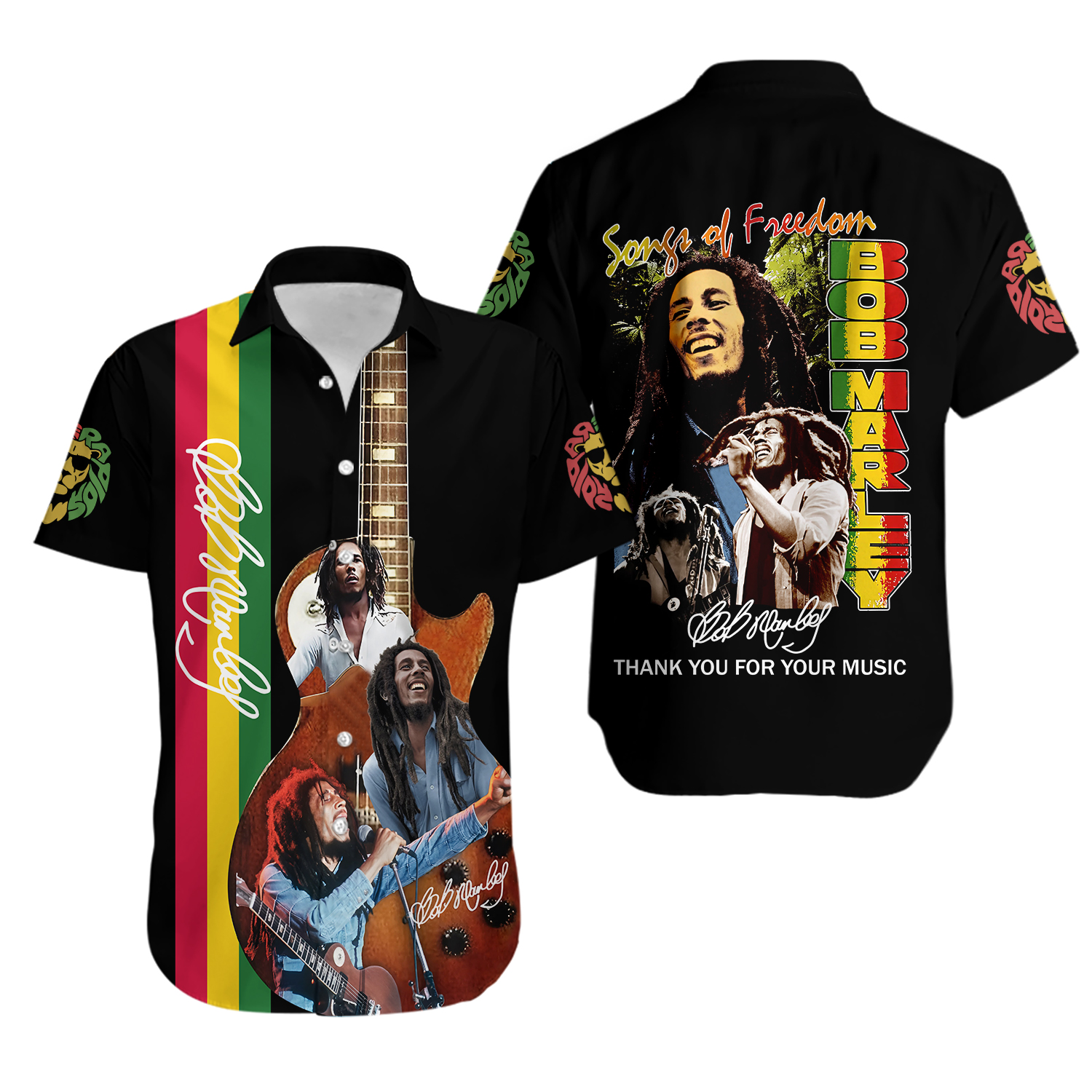 Bob Marley Hawaiian Shirt Summer Button Down Short Sleeve Shirt