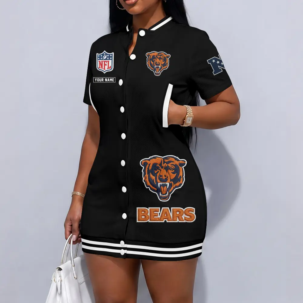 Chicago Bears Women Baseball Button Front Dress