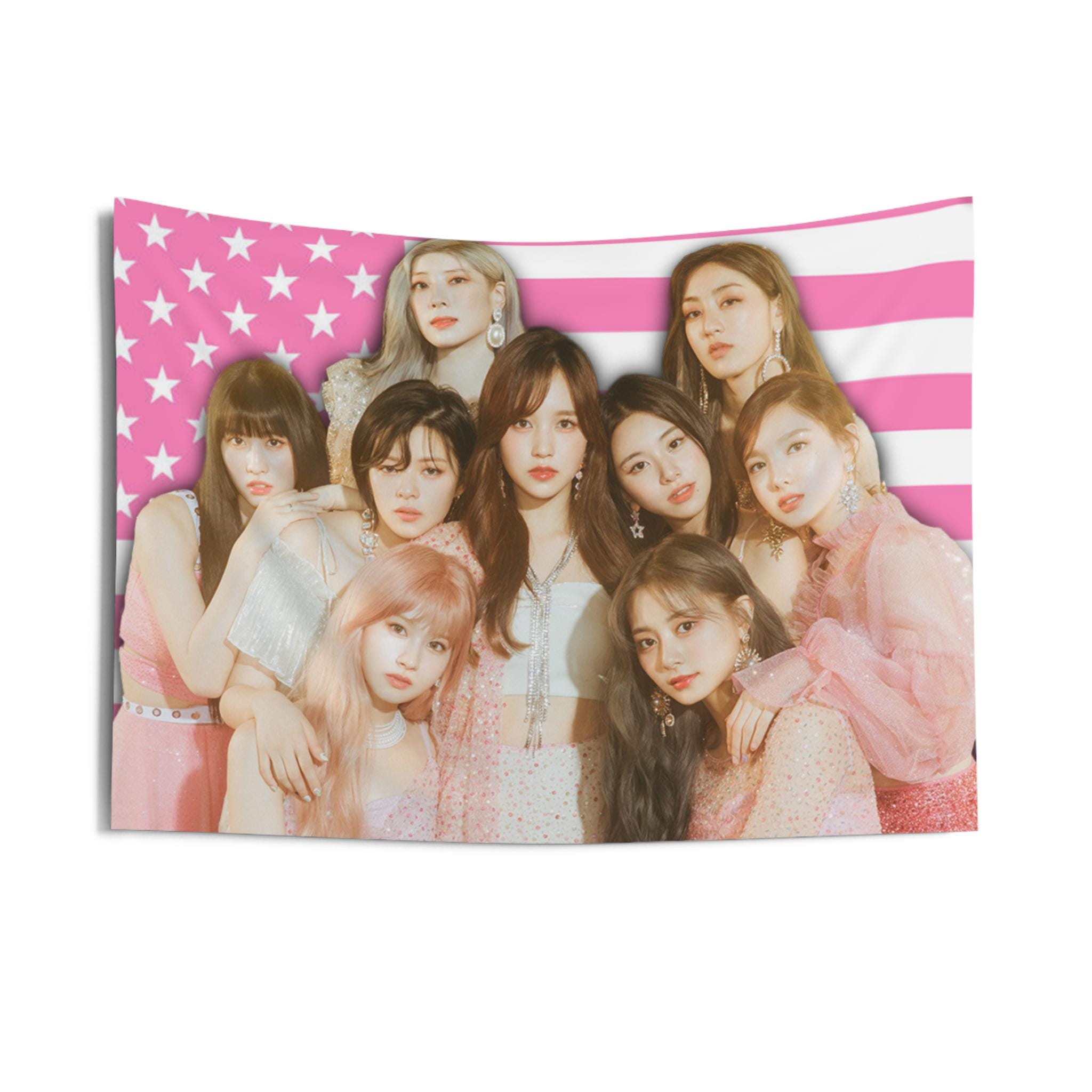 TWICE KPOP Pink American Flag Tapestry Gift for KPOP Fan