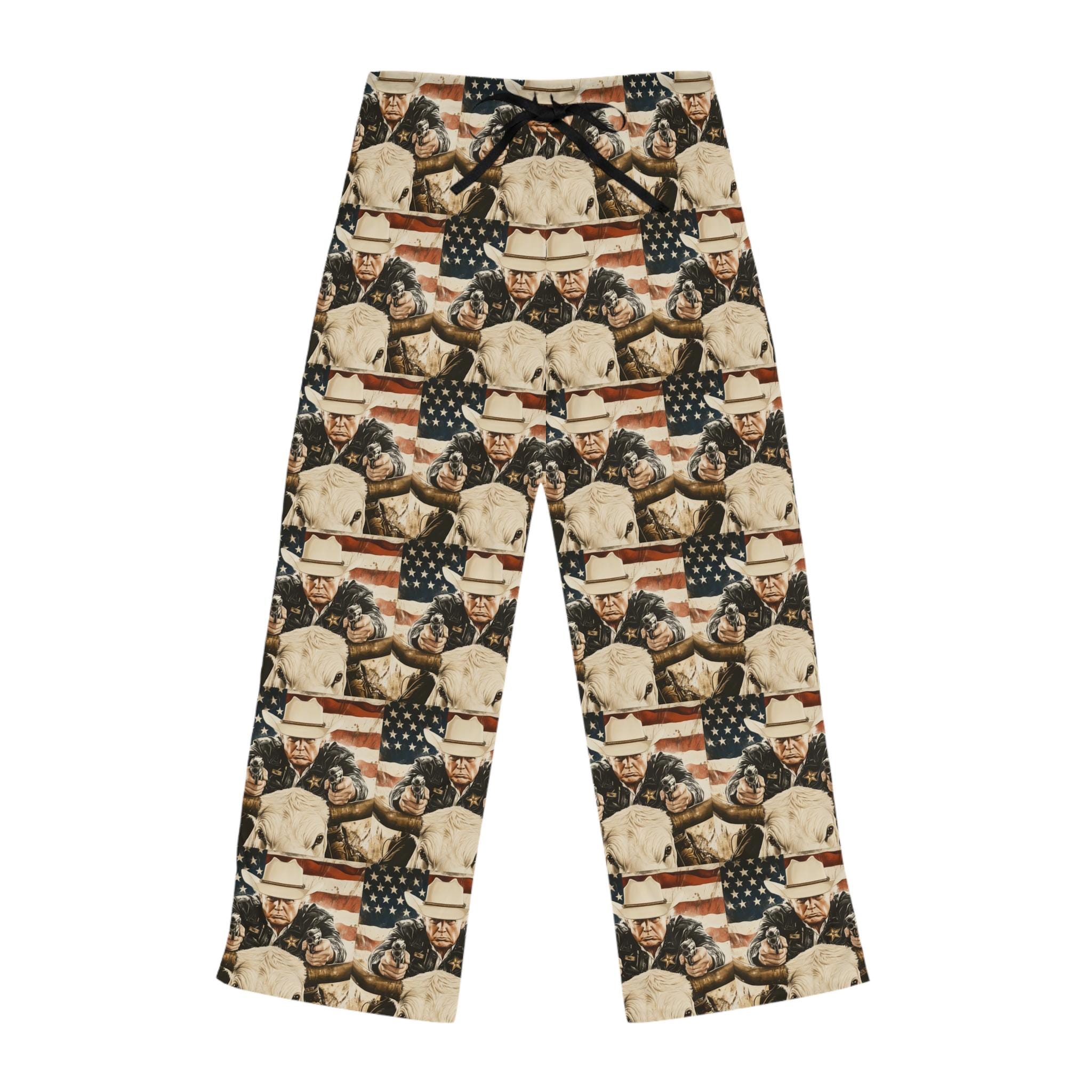 Trump Cowboy Women's Pajama Pants - Trump 2024 Republican MAGA Gift for Dad,christmas gift,Cowboy trump,Christmas gift, Gift for republican
