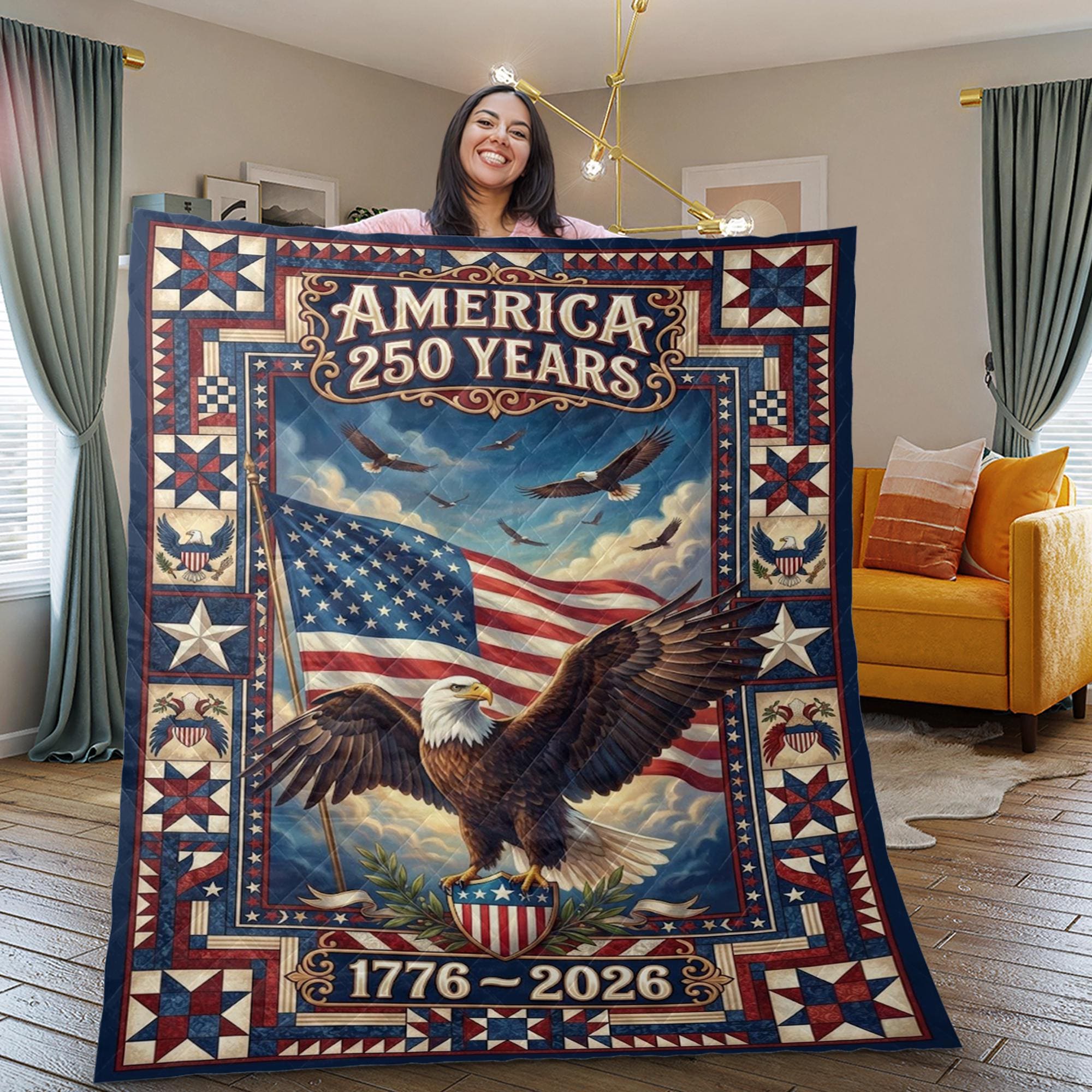 Quilt Blanket: America 250 Anniversary, Patriotic Eagle Design