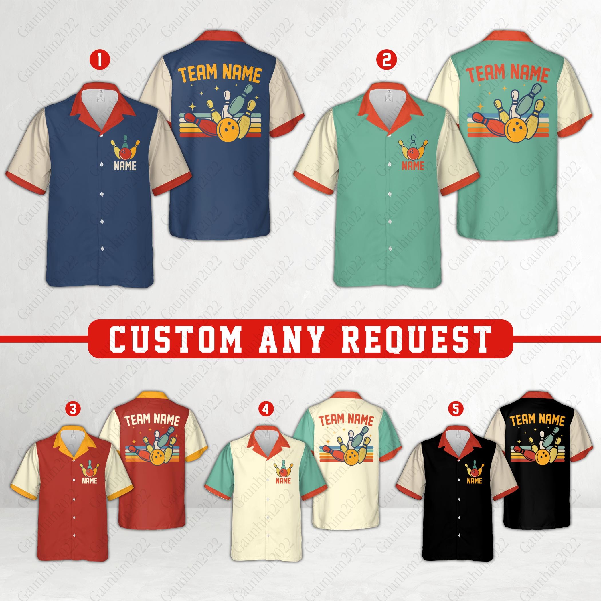 Personalized Retro Bowling Hawaiian Shirt, Custom Name Bowling Button Down Shirt For Bowler, Matching Bowling Team Shirt, Bowling Lover Gift