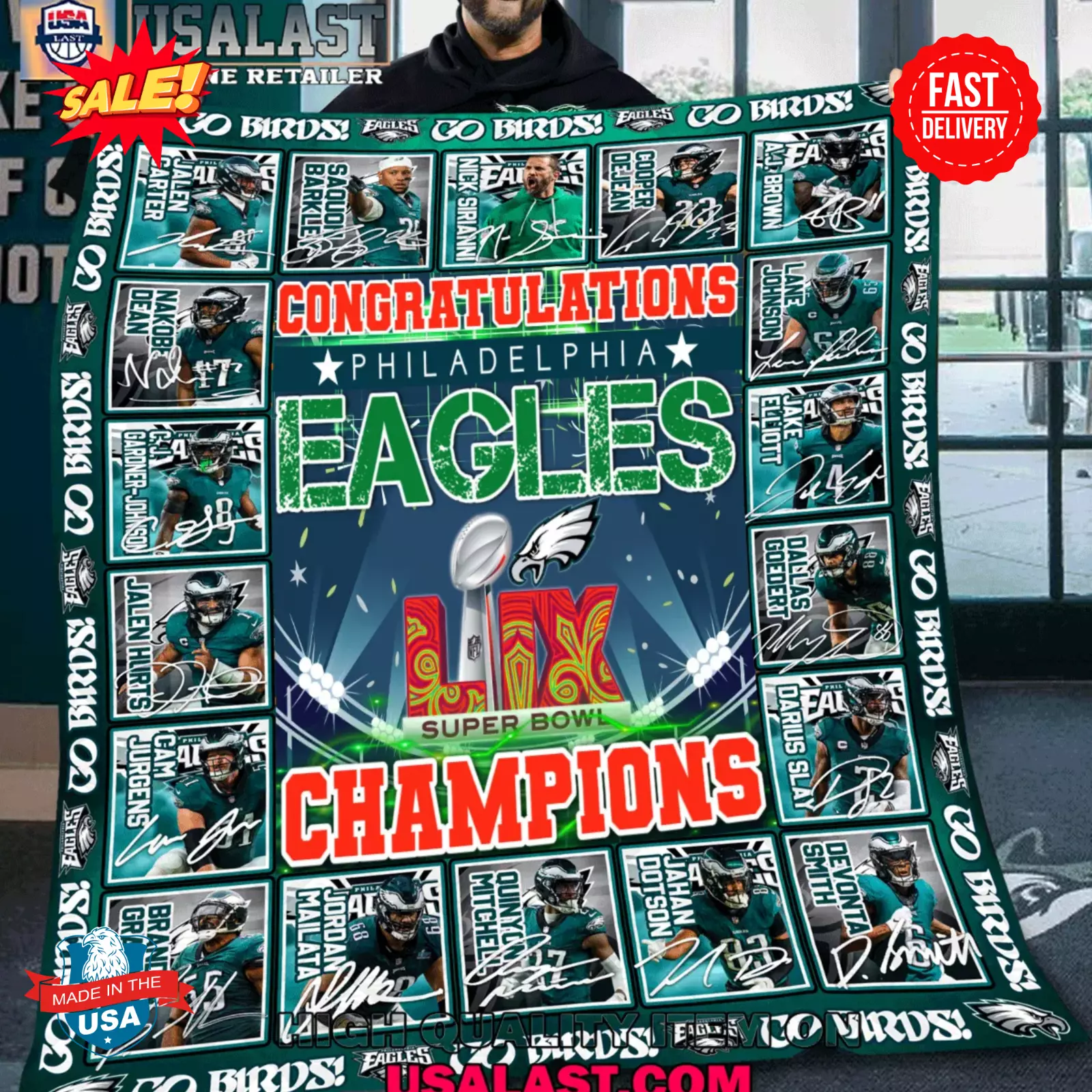 Philadelphia Eagles LIX Super Bowl 2025 Champions Quilt Blanket