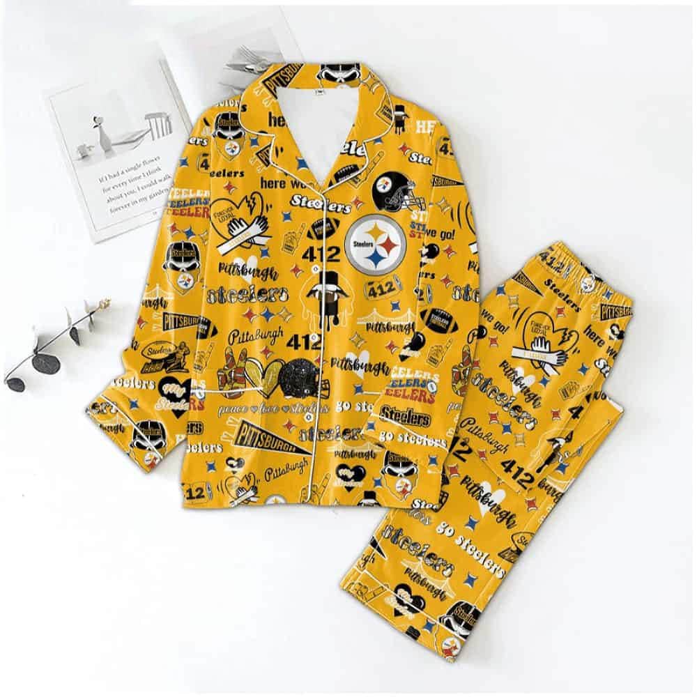 Peace Love Steeler 412 Forever Loyal Satin Pajamas, Steeler Football Satin Pajamas, Pittsburgh Football Satin Pajamas, Pittsburgh American
