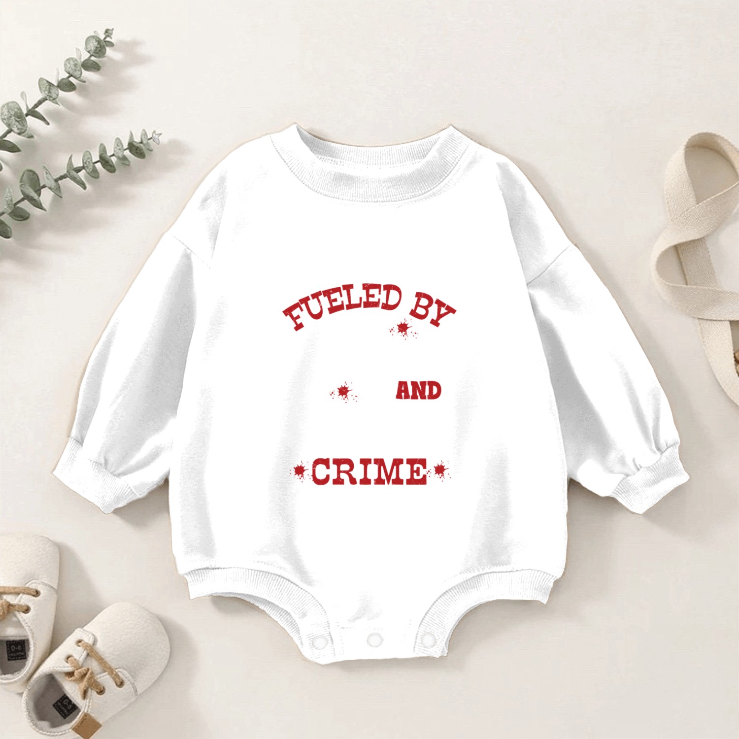 Fueled By Coffee & True Crime Murder Show Serial K Baby Romper Sweatshirts