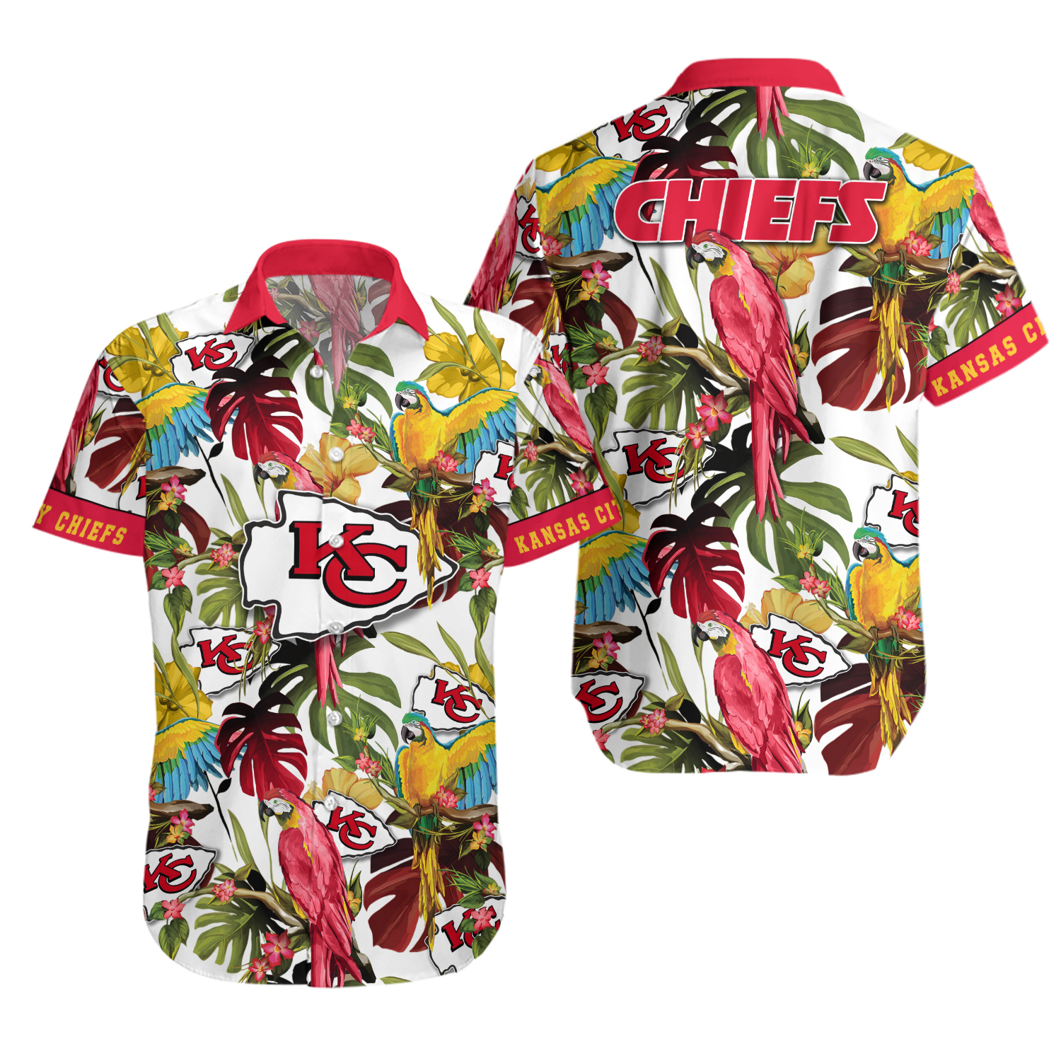 Ks Cityss Team Chiefs Hawaiian Shirt, Football Parrot Tropical Shirt