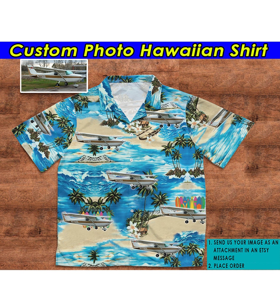 Airplane Gift Aircraft Personalized Photo Hawaiian Shirt, Unique Presents For Aircraft Owners, Custom Airplane Gifts, Gift For Pilots (HAW2)