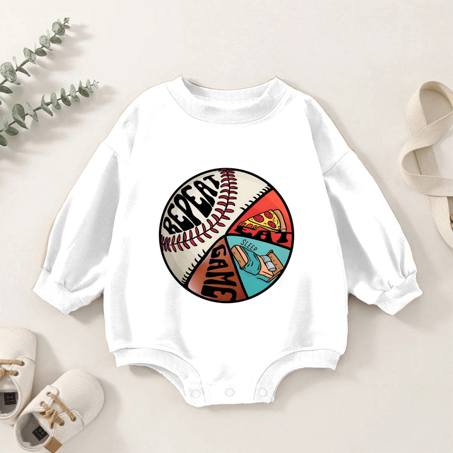 Eat Sleep Baseball Repeat Baby Romper Sweatshirts