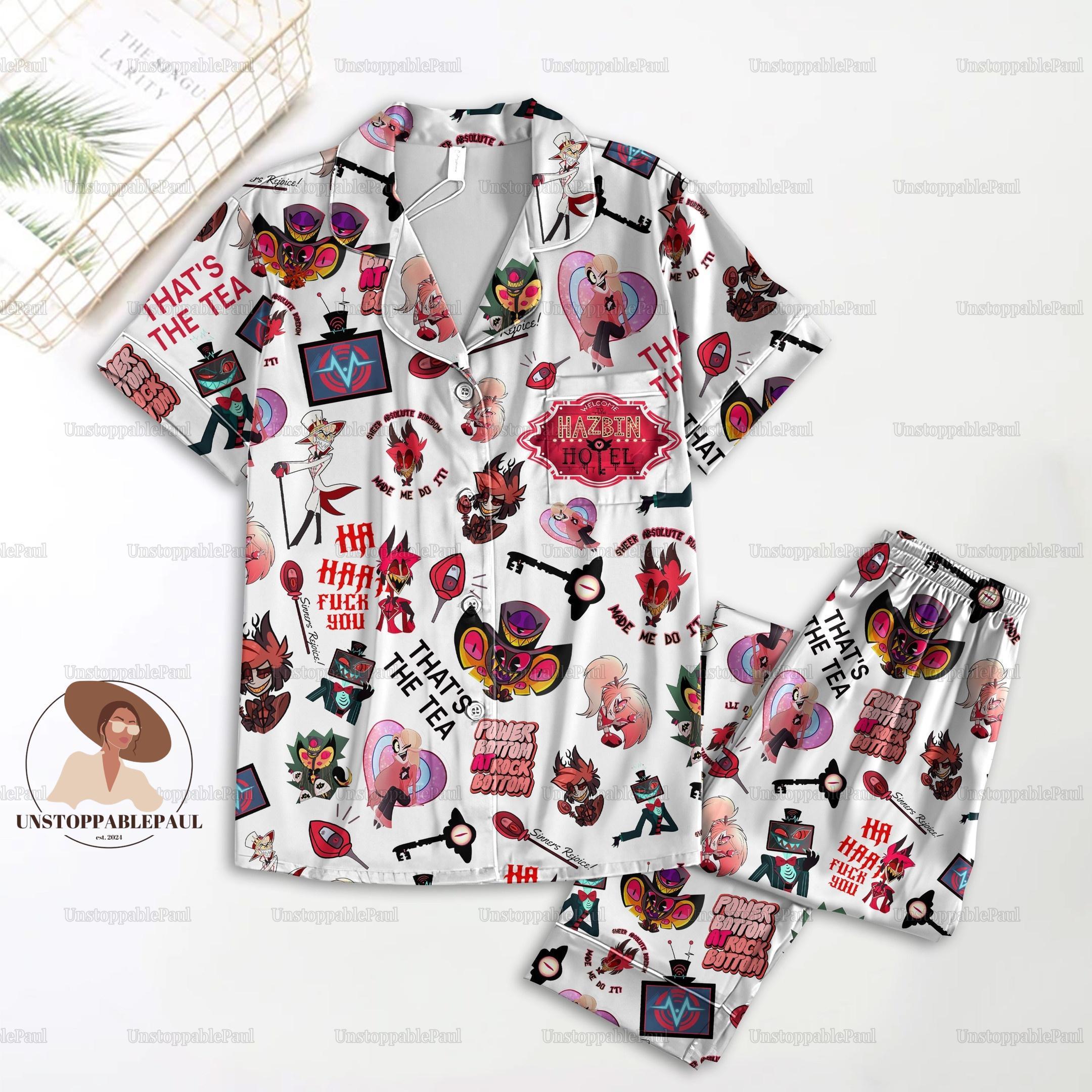 Hazbin Hotel Pajamas Set, Hazbin Hotel Shirt, Alastor Hazbin Women Pajamas, Hazbin Hotel Holiday Pajamas, Alastor Pajamas Pants