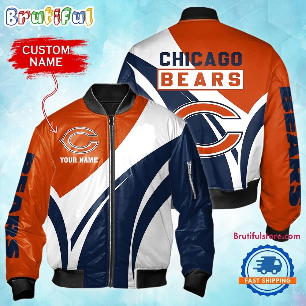 Chicago Bears Football Team Logo Personalized Bomber Jacket