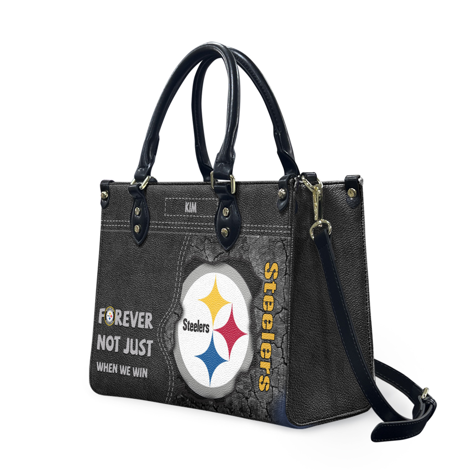 Personalized Pittsburgh Team Steeler Leather Bag, Football Team Leather Bag