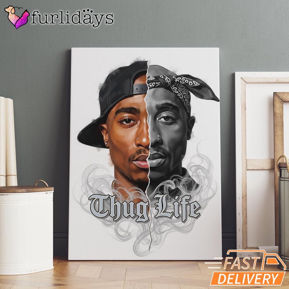 Tupac Thug Life Split Face Canvas, Rap Lengends Poster