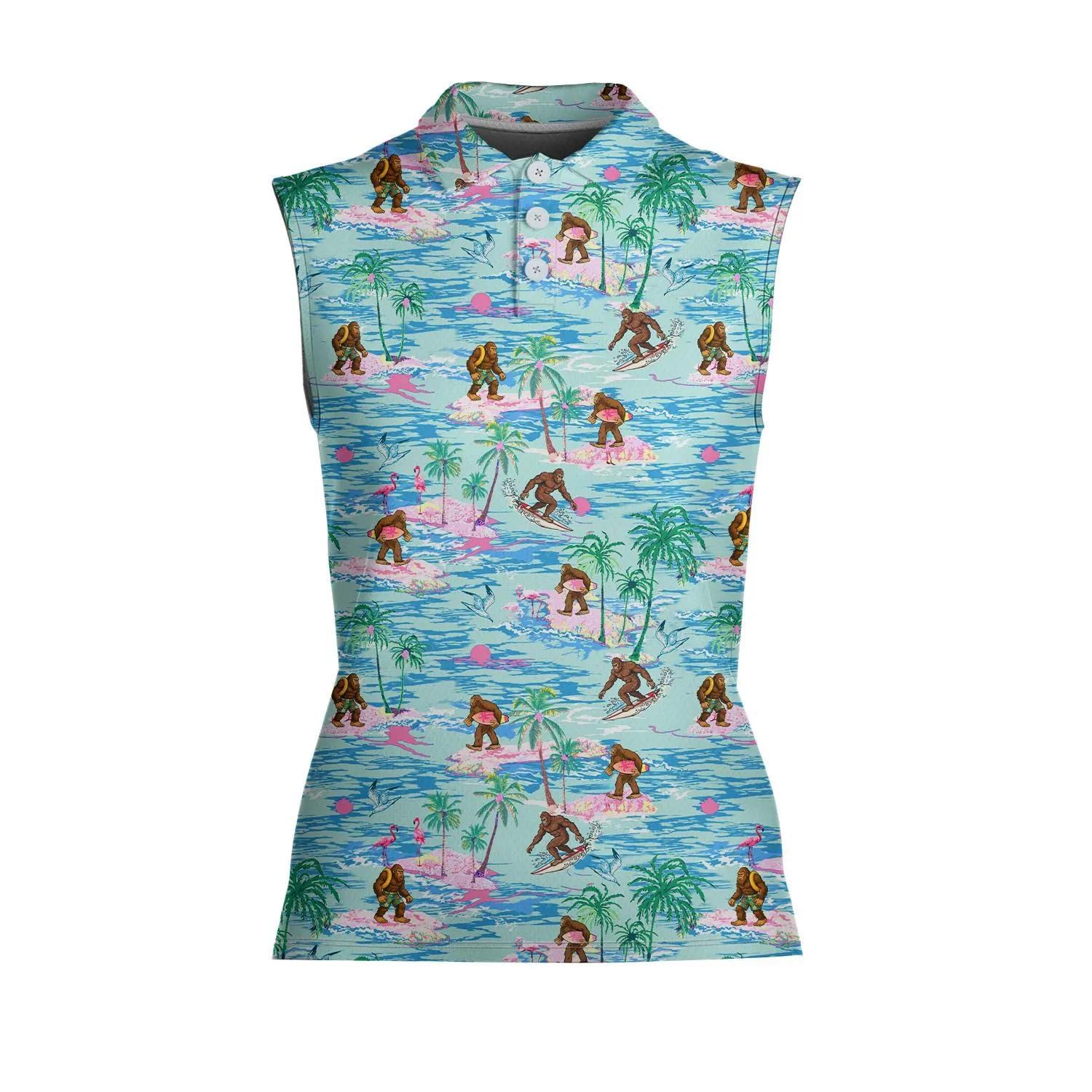Women’s Sleeveless Polo Shirt, Tropical Beach Golf Polo