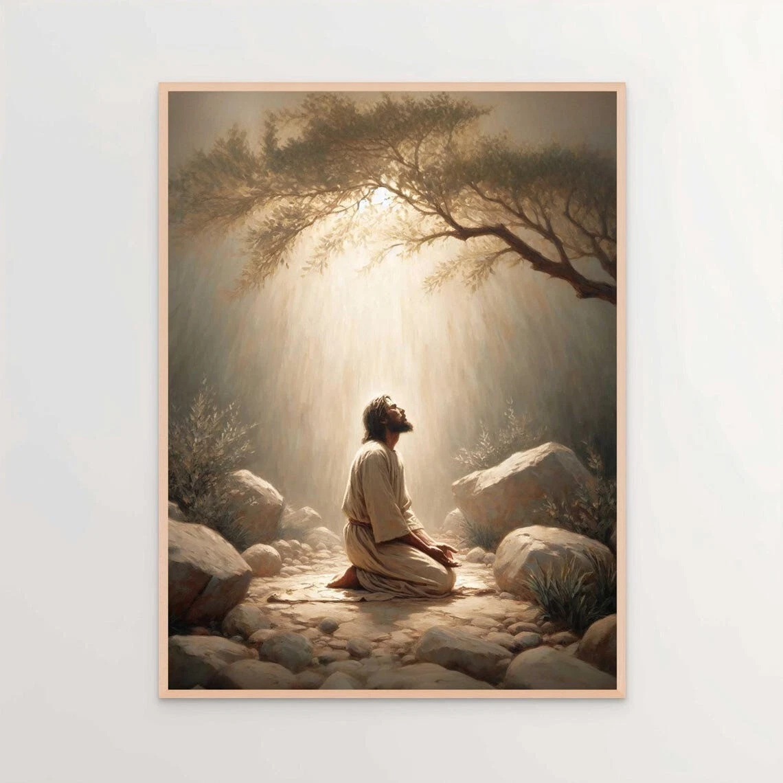 Garden of Gethsemane, Picture of Jesus Praying, Bible Art, Jesus Print