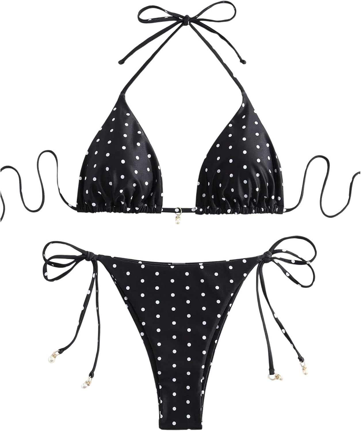 Women's Polka Dot Triangle Halter Bikini Two-Piece Swimsuit