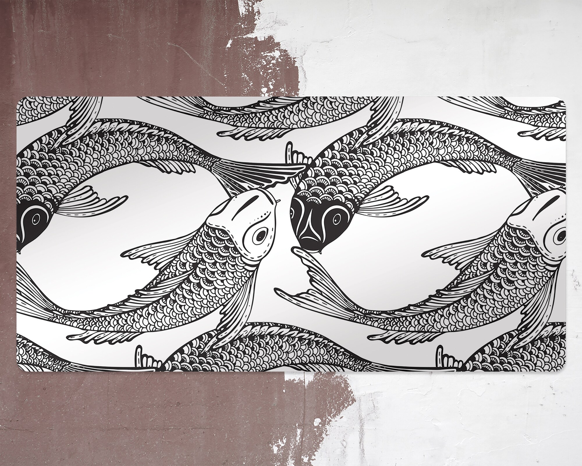 Black And White Fish Desk Mats