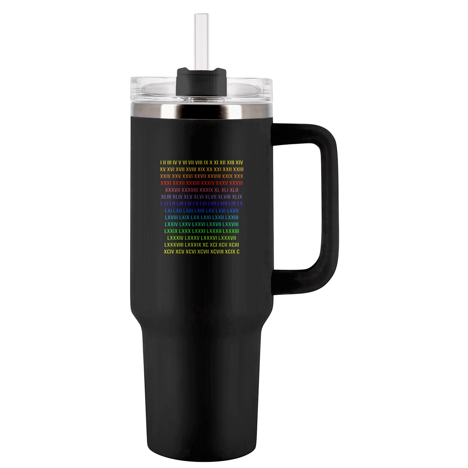 Latin Numbers - 7Color Tumblers 40 Oz With Handle