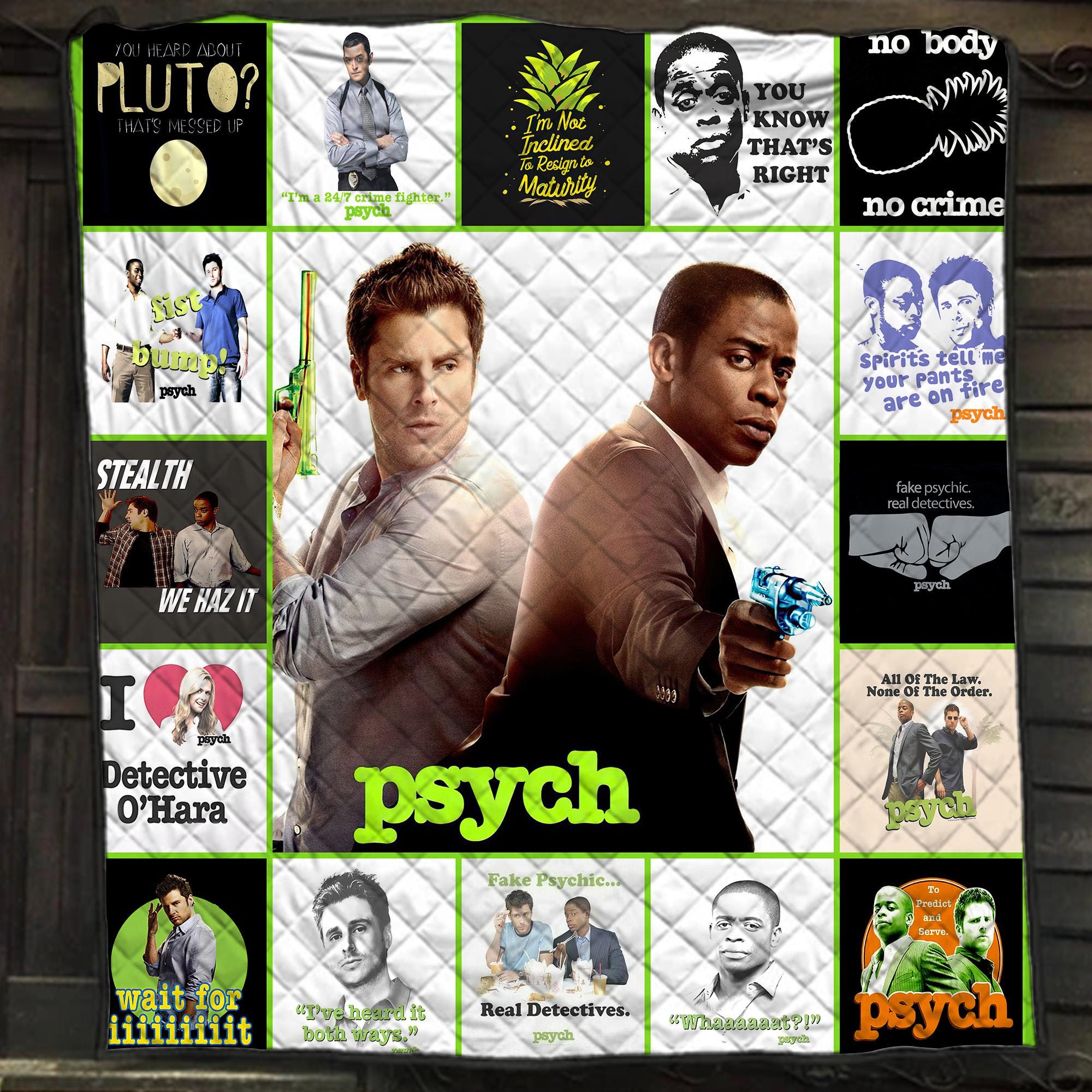 Psych TV Show Blanket, Shawn and Gus Detective Comedy Series Quilt