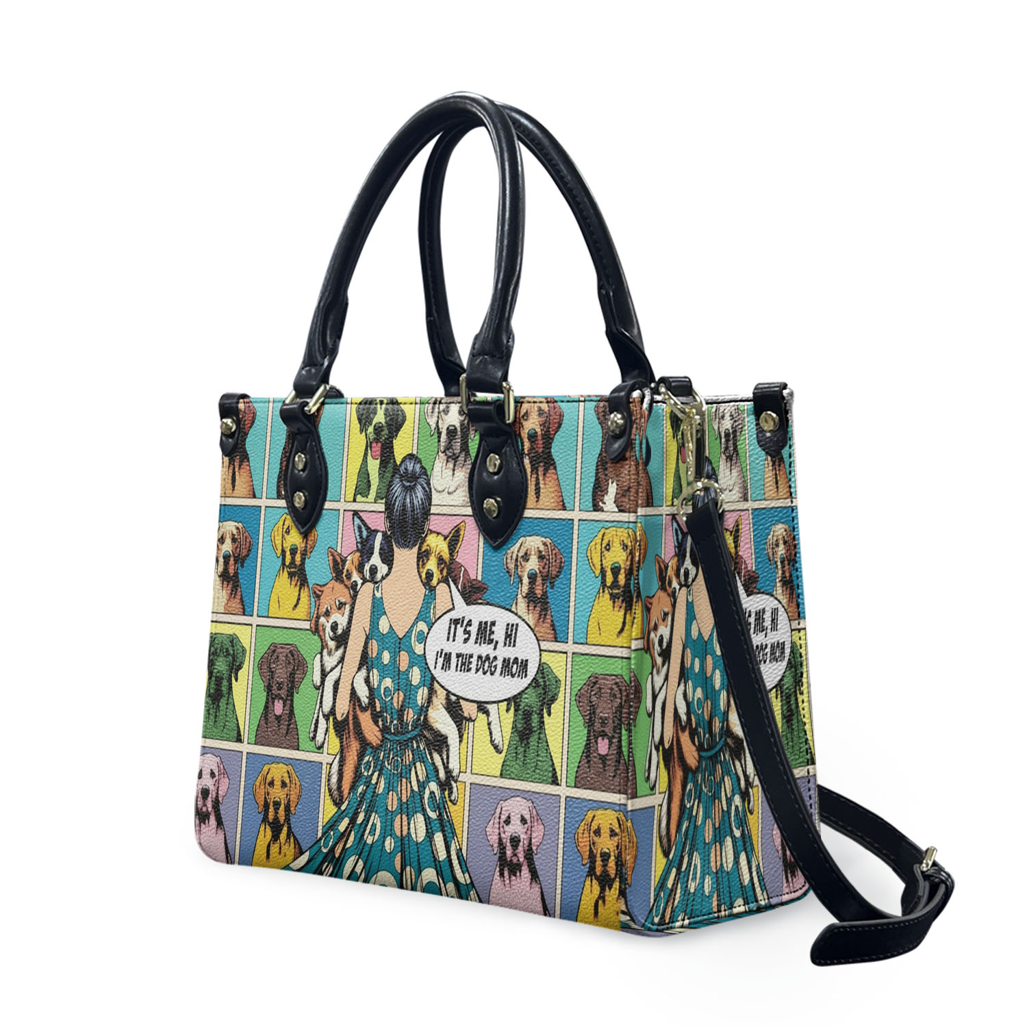 It's Me, Hi I'm The Dog Mom Leather Handbag, Women Leather Bag Gift