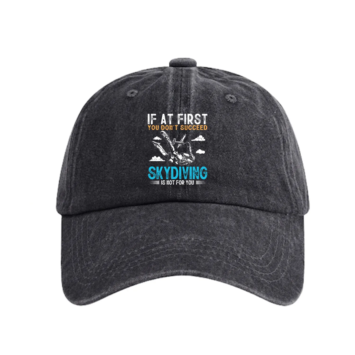 Skydiving, Skydiver , Sky diver Washed Denim Baseball Caps