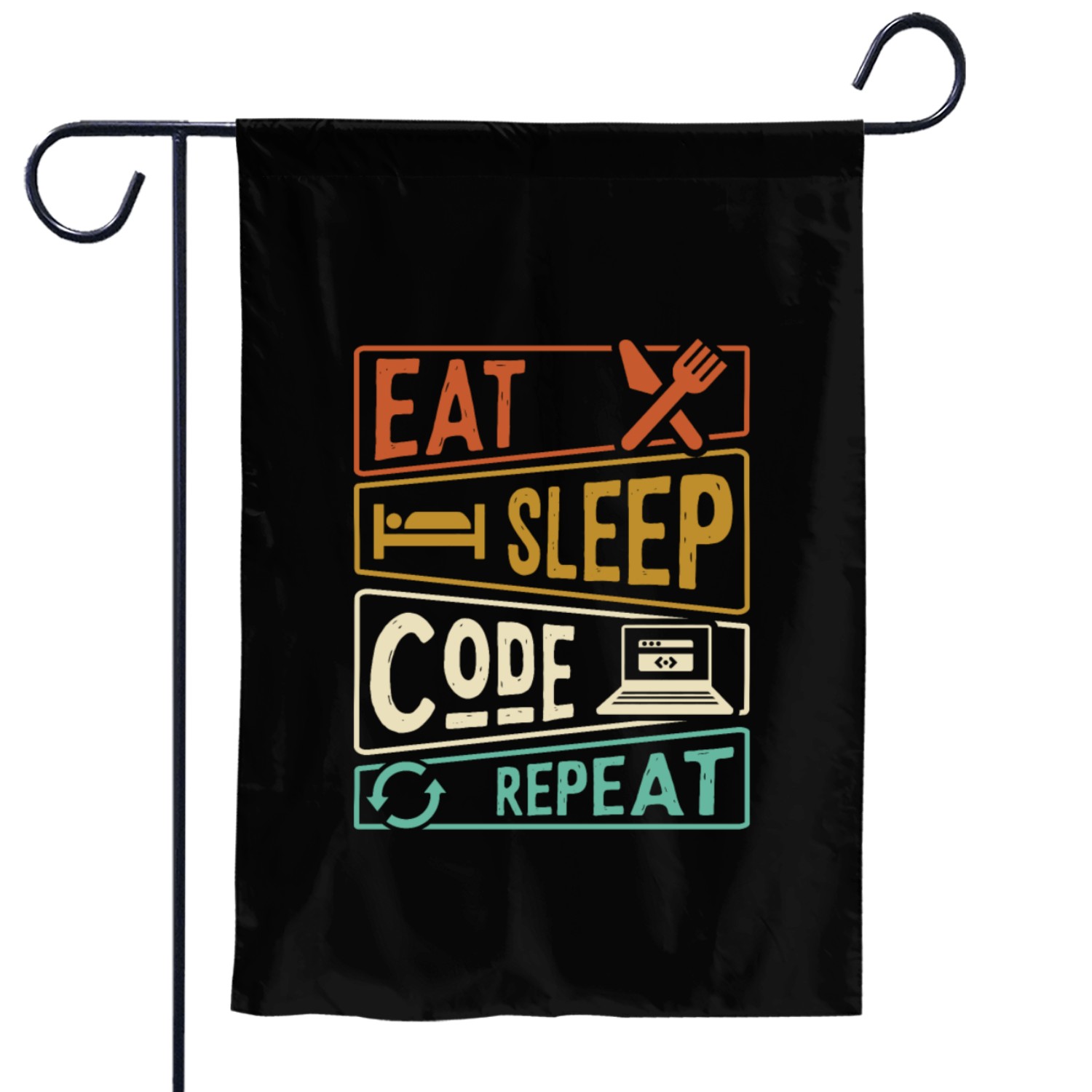Eat Sleep Code Repeat Programming Garden Flags