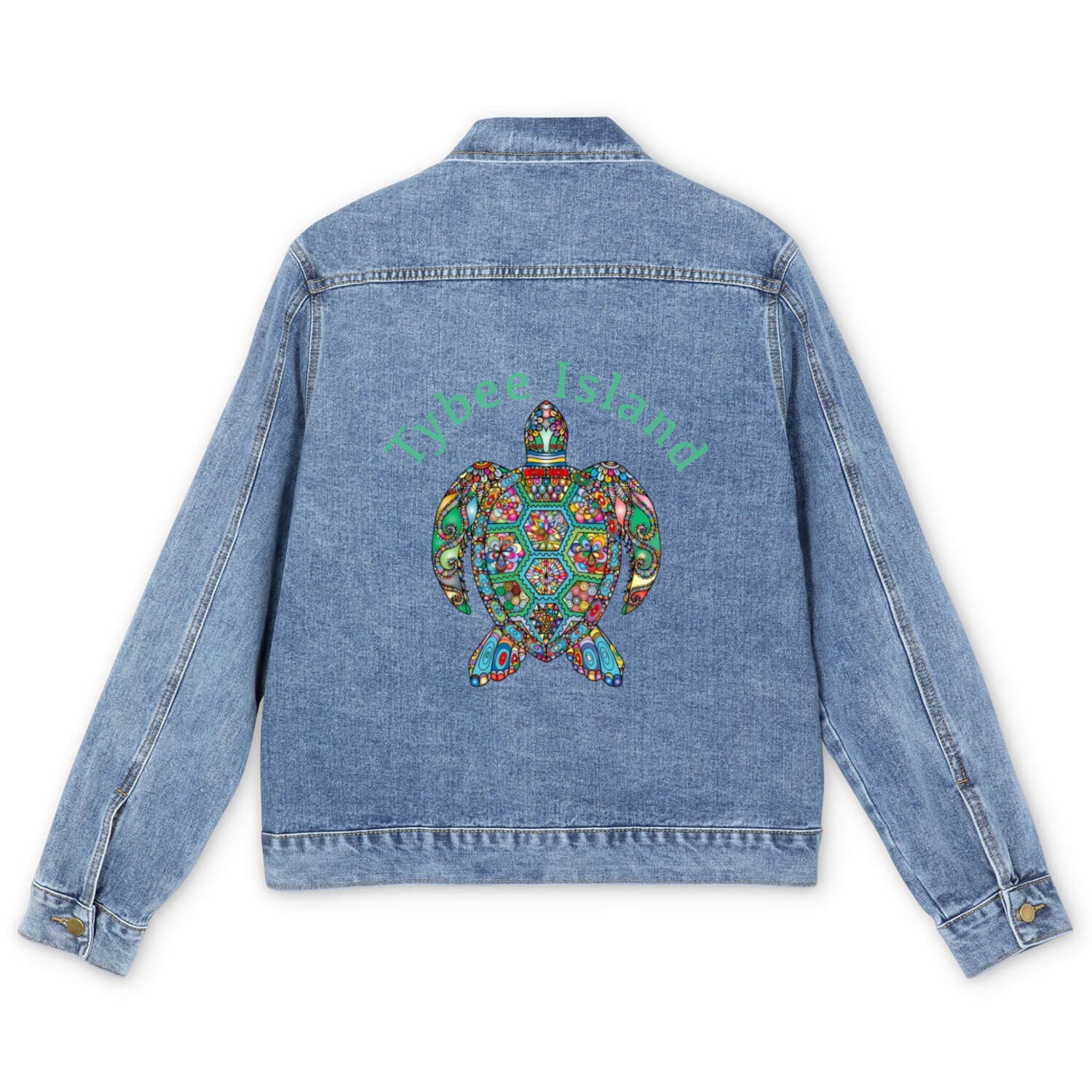 Tybee Island Tribal Turtle Men's Denim Jackets