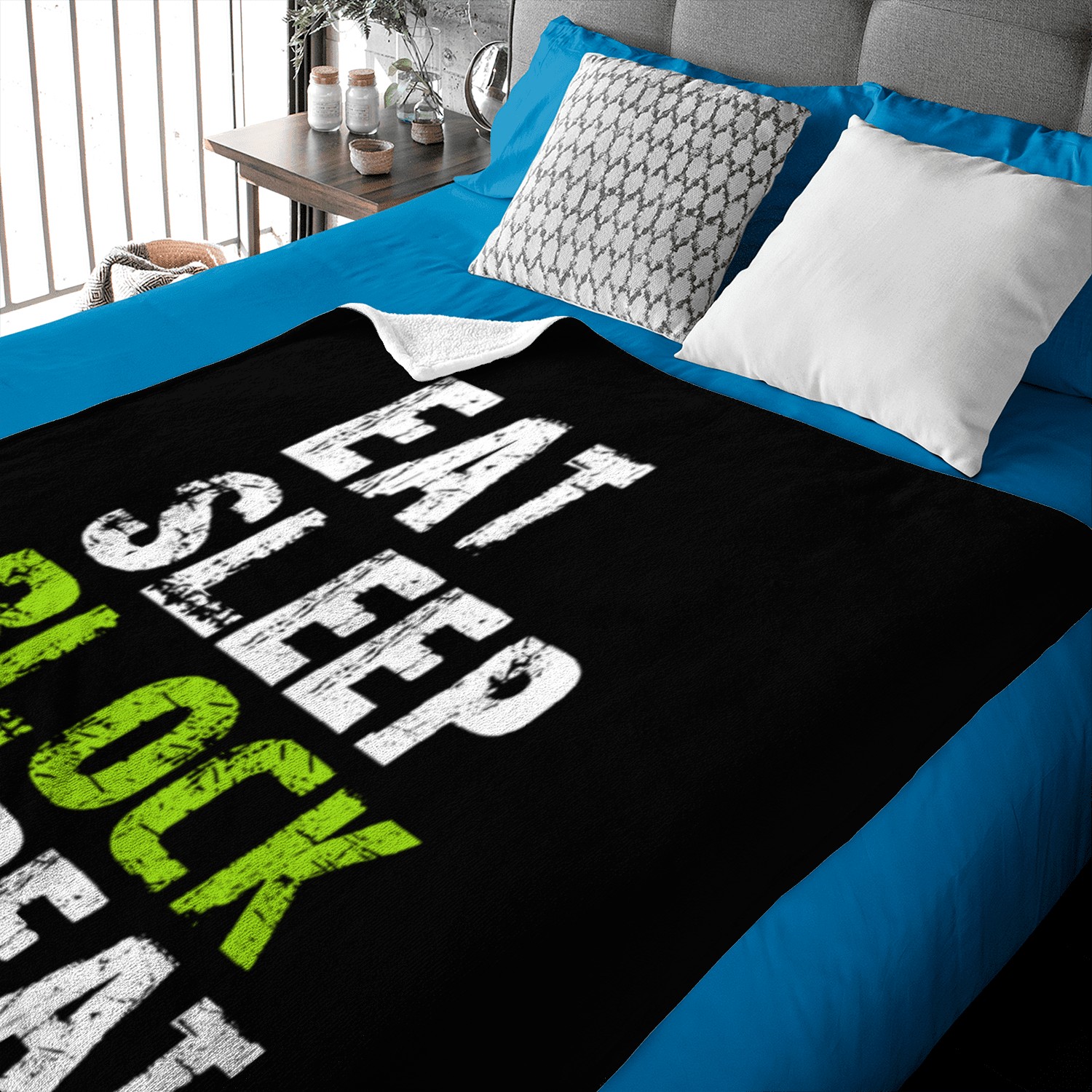 Eat Sleep Block Repeat Baby Blankets For Football Offensiv
