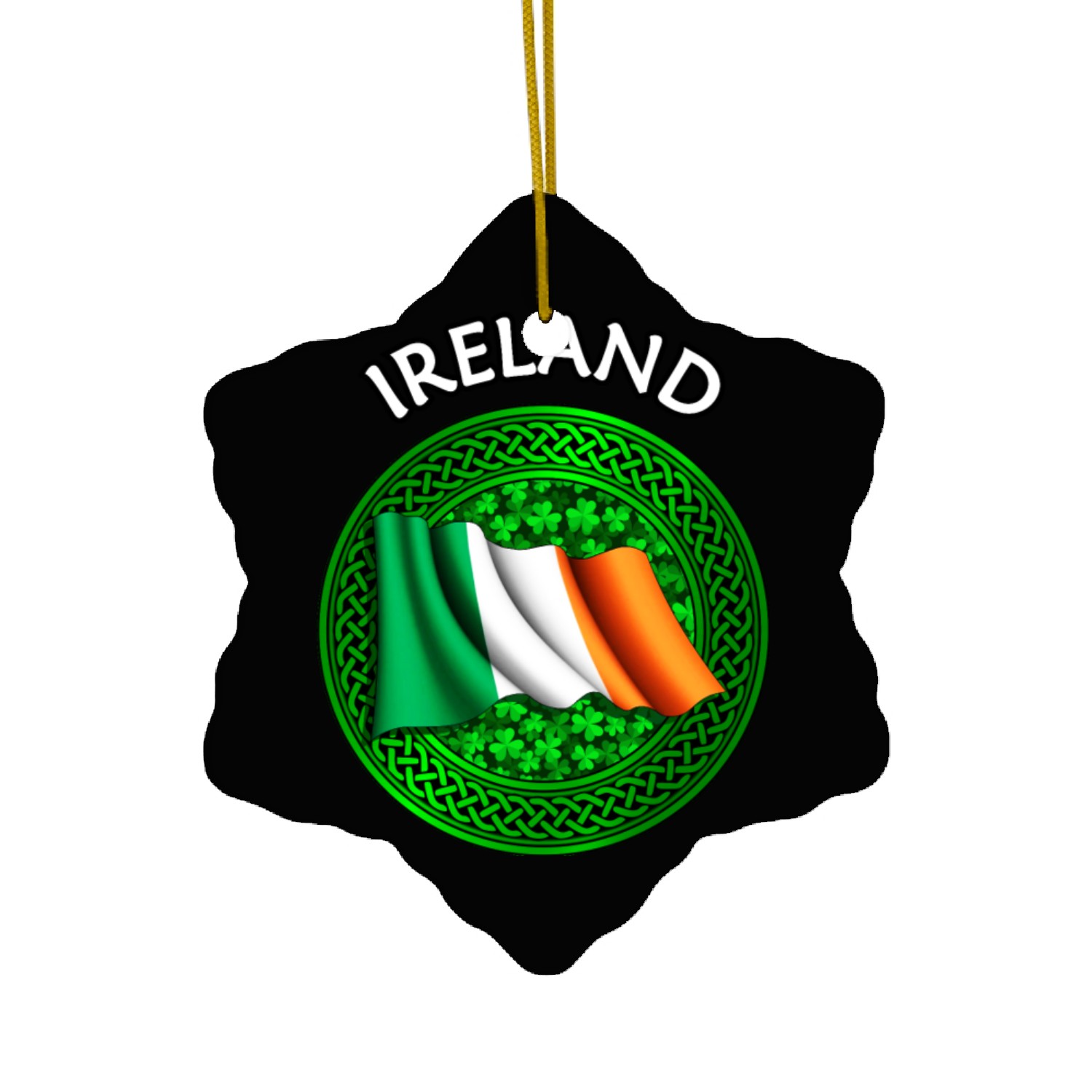 Ireland Shamrock & Irish Flag Ceramic Ornaments