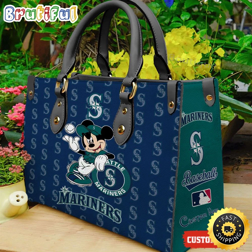 Personalized Seattles Team Mariners Leather Bag, Baseball Custom Bag