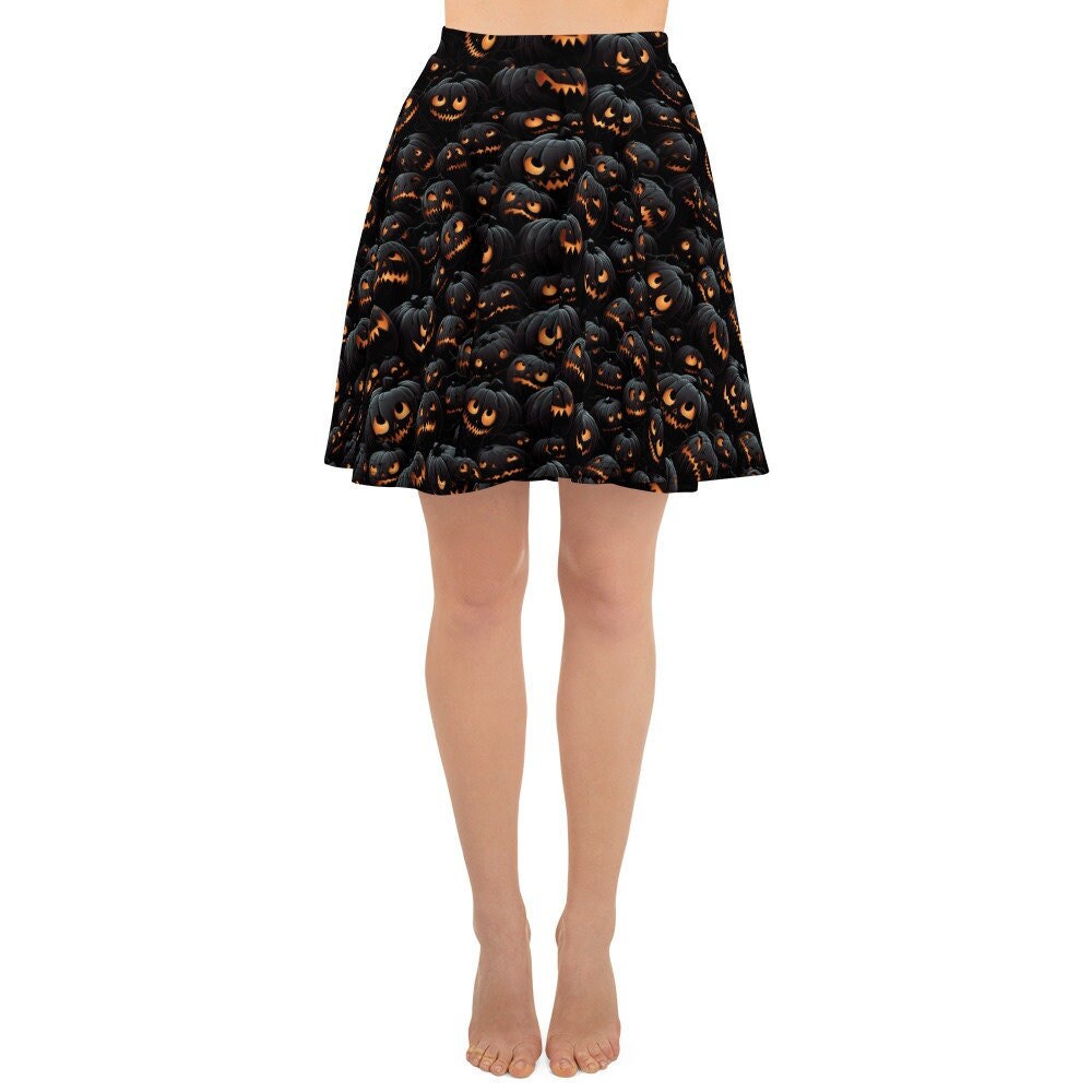 Jack-O-Lantern Skater Skirt for Women Halloween Outfit