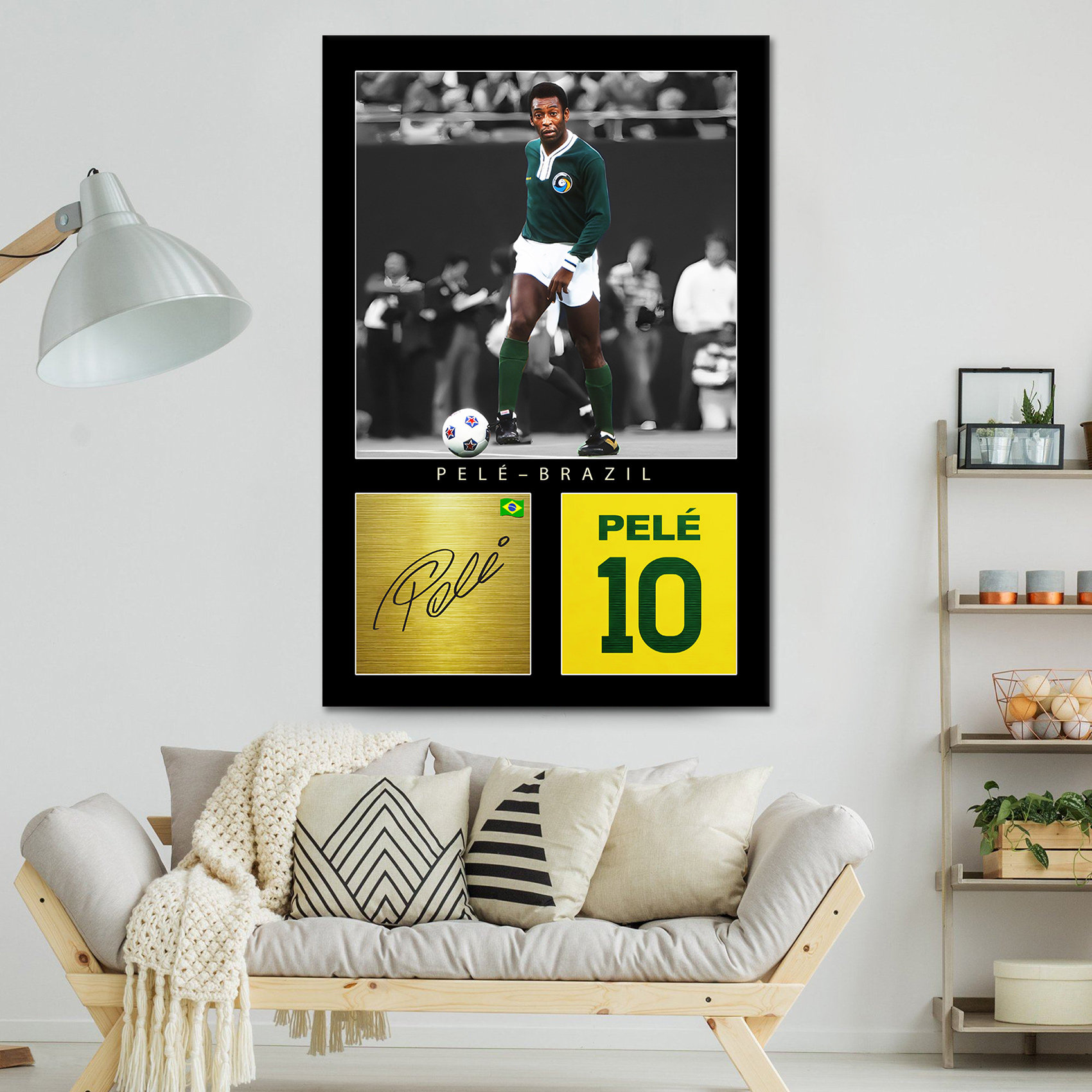 Pel Football Poster, Canvas Wall Art, Sports Poster Art Print, Sports Bedroom Posters, Soccer Gifts, Decor, Perfect Gift