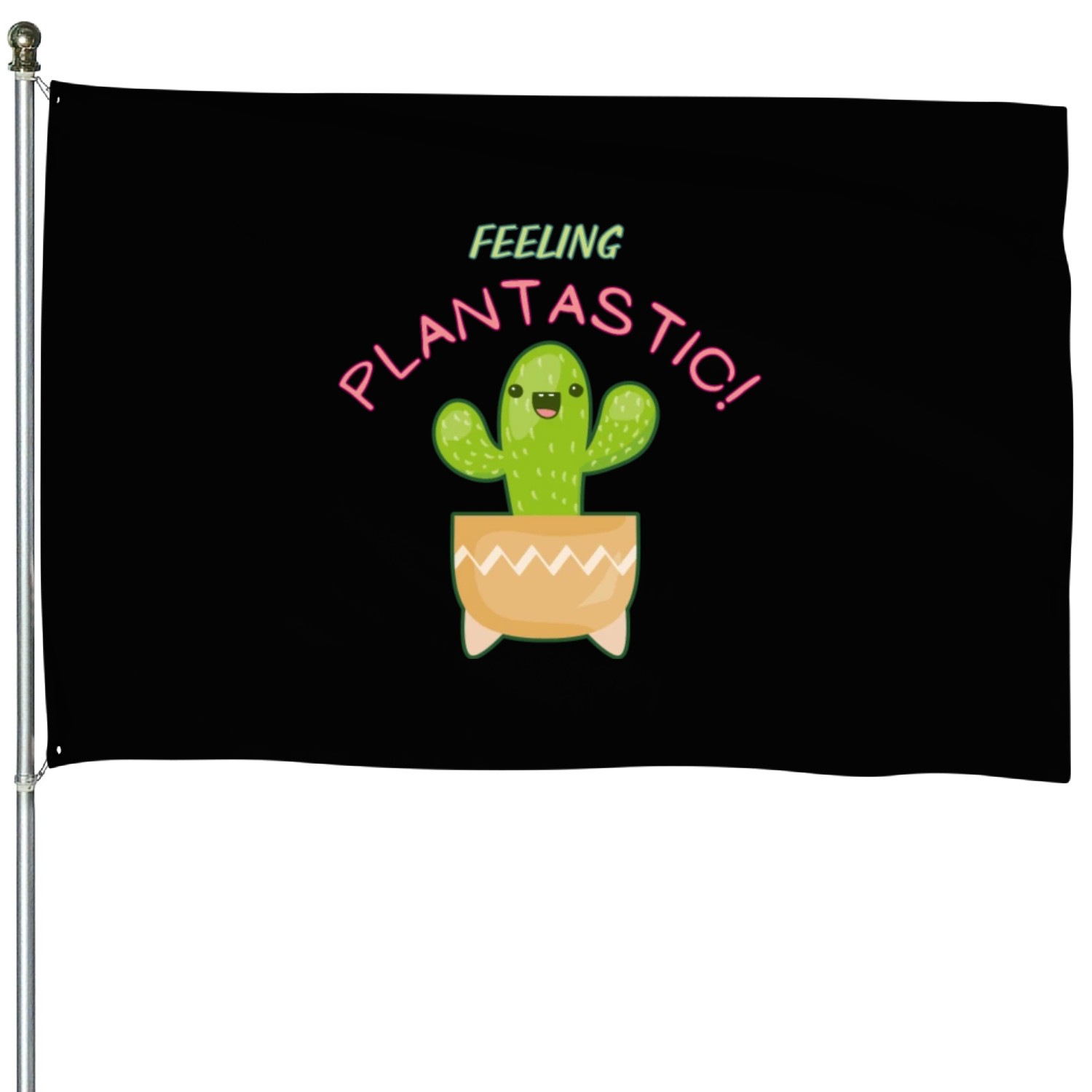 happy cactus feeling plantastic House Flags