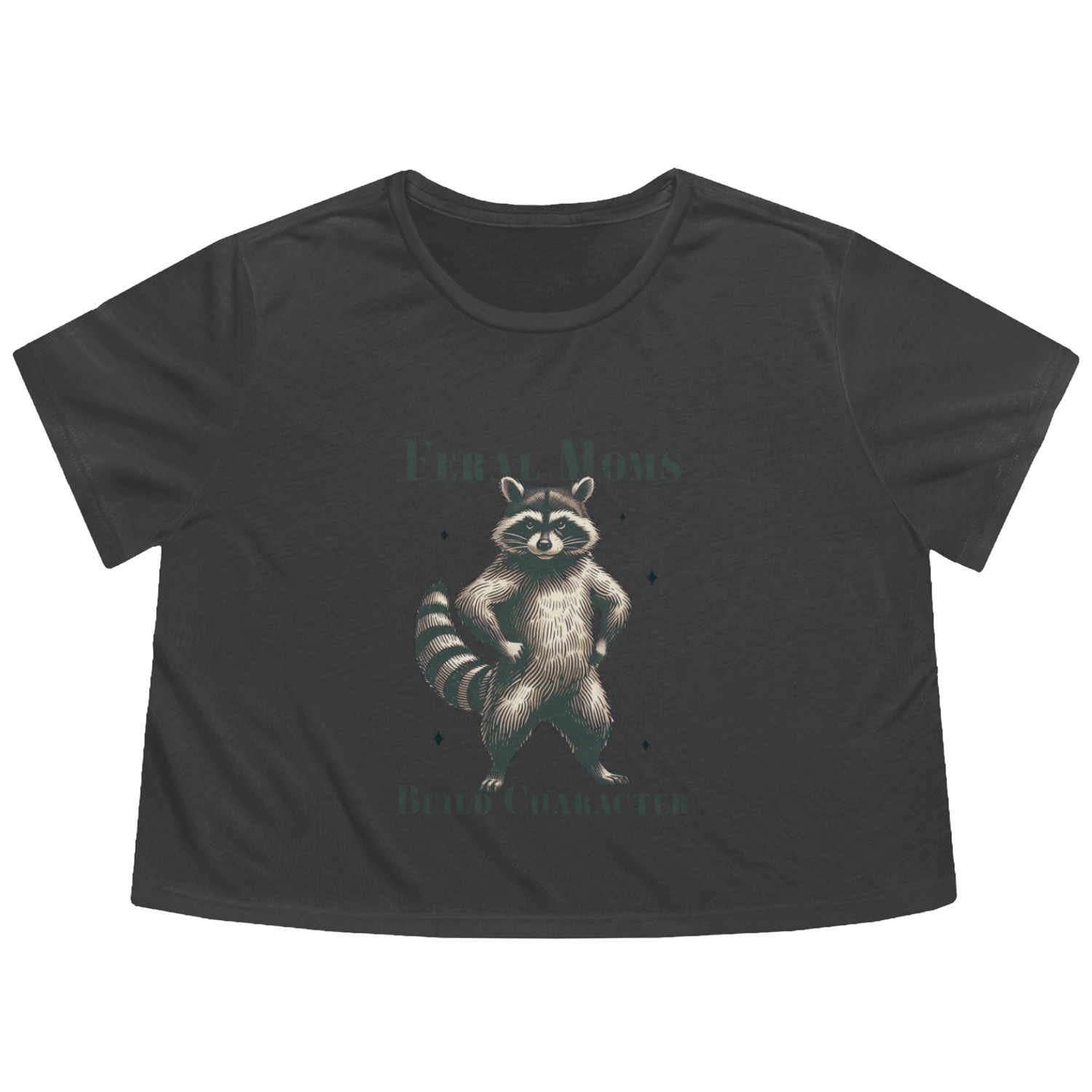 Feral Moms build character Halloween Flowy Cropped Tees