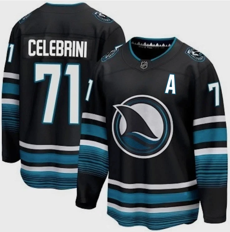 Macklin Celebrini San Jose Premium Alternate Jersey- Multiple Sizes