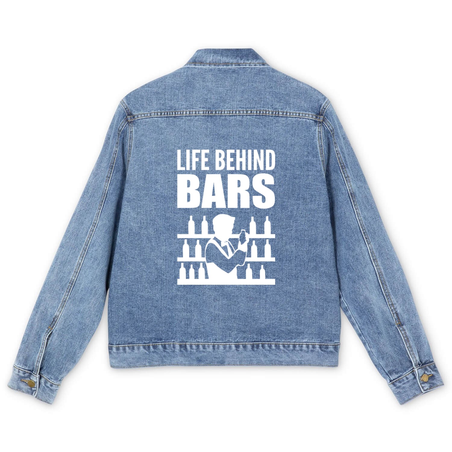 Life behind Bars Barkeeper Gift Men's Denim Jackets