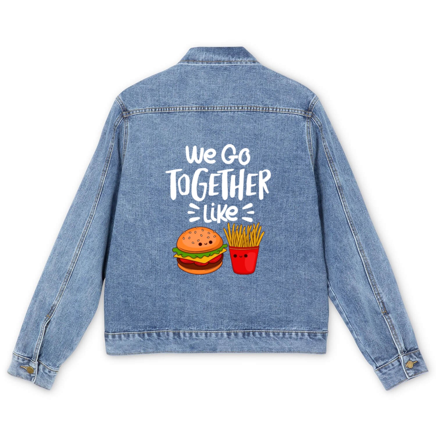 We Go Together Like, Burger and Fries Men's Denim Jackets